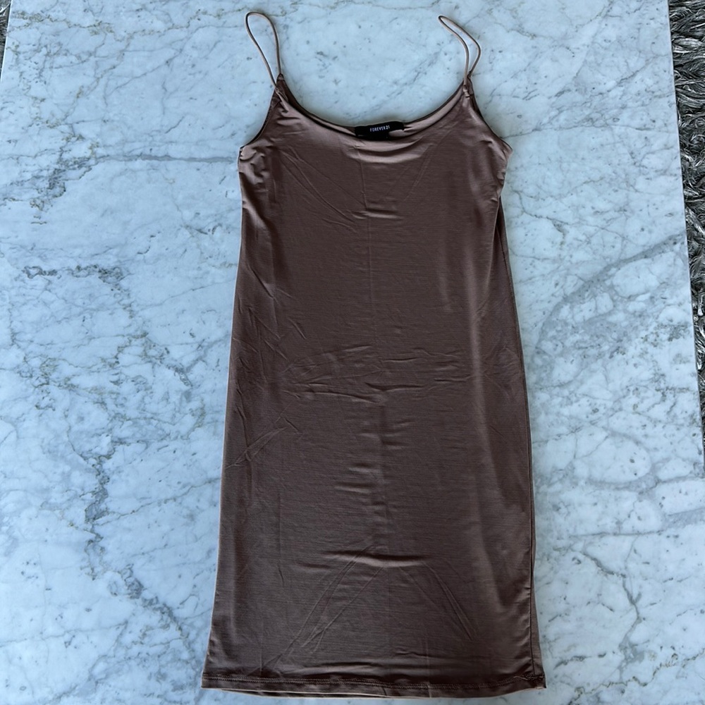 Nude Skinny Strap Mini Dress
